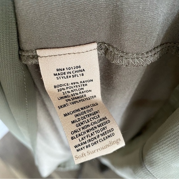 NWT Soft Surroundings Cassie Dress Olive Light Green Long Maxi Chiffon Size 3X - Picture 14 of 16